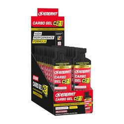 Enervit Carbo Gel C2:1PRO con Cafeína, Gel Energético con 40g Carbohidratos, Actividades de Alta Intensidad, +50% Carbohidratos Absorbidos, Sabor Cola, Sin Gluten, Alta Digestibilidad, 24 Pack de 60ml