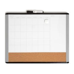 U Brands Mod Tableau effaçable à sec 3 en 1 Calendrier magnétique, 50,8 x 40,6 cm, cadre nero e grigio