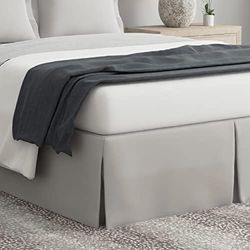 Bed Maker’s Never Lift Your Mattress Wrap Around Bed Skirt, Classic Style, Low Maintenance Wrinkle Resistant Fabric, Traditional 14 Inch Drop Length, Twin, Soft Silver