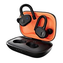 Skullcandy Push Active True Wireless Bluetooth-oordopje voor in het oor, te gebruiken met iPhone en Android, met oplaadetui en microfoon, IP55 water- en stofbestendig - zwart/oranje