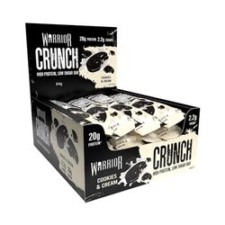 Warrior Crunch - High Protein Bars - 20g Protein Each Bar - Low Carb, Low Sugar Snack - 12 Pack x 64g (Cookies and Cream)