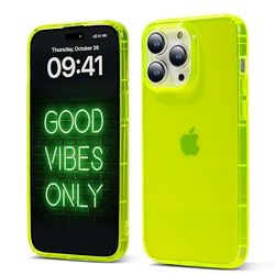 NYCPrimeTech Funda Verde Fluorescente para iPhone 16 Pro/Funda Protectora Suave translúcida para teléfono/Bonita Funda Minimalista de 6.3 Pulgadas (Verde neón)