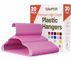 Campior Lot de 20 cintres de qualité supérieure - Design Fin et Peu encombrant - Plastique léger et Durable avec rainures d'épaule intelligentes - Utilisation Polyvalente pour Organiser Le Linge, Les