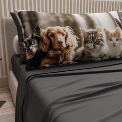 PETTI Artigiani Italiani - Parure de lit pour Animaux avec Chats et Chiens en Coton avec taies d'oreiller en Impression numérique, draps pour lit Simple, lit Simple Gris foncé, 100% fabriqué en