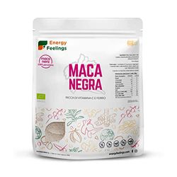 Energy Feelings Maca Nera Peruviana BIO in Polvere 500g | 100% Maca Nera Pura estratta dalla Radice | Tonificante Adattogeno Integratore Energetico | Vegana e Senza Glutine