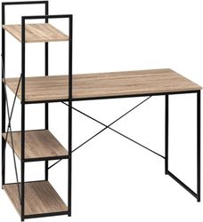 Avilia Bureau de Chambre et Studio avec étagères latérales, Bois d'ingénierie Métal, ND