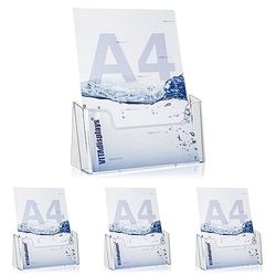 VITAdisplays - Soporte para folletos (DIN A4), transparente (Paquete de 4)