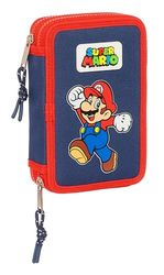 Super Mario World - Trousse Scolaire pour Enfant, avec 28 Outils Inclus, Pratique et Polyvalente, qualité et résistance, 12,5 x 4 x 19,5 cm, Bleu Marine, Bleu Marine, Estándar, Décontracté