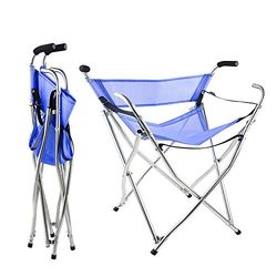 Freshore Canes And Walking Sticks Sedile Pieghevole 300lbs - Sedile Sportivo Cane 4 Sgabello Walker per Campeggio Baston con Asiento (Taglia XL Blu)