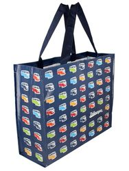 BRISA VW Collection - Volkswagen herbruikbare shopper-boodschappentas tas met T1 Bulli Bus motief, Bulli Parade/Kleurrijk, 26 L, VW T1 bus