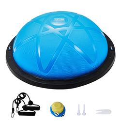 VEVOR Mezzo Allenatore Palla Capacità Portante 300 kg, per Esercizi, Equilibrio, Stabilità Palla Yoga Fitness con Fasce di Resistenza Pompa a Pedale, Allenamento Corpo di Palestra Casa,58 cm Blu