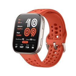 Amazfit Bip 6 Smart Watch 46 mm, 14 dagars batteri, AMOLED, GPS och gratis material, AI, Bluetooth-samtalstext, hälsa, fitnessspårare, 140+ träningslägen, 5 ATM, Röd, Taglia unica