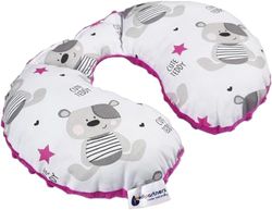 Medi Partners Cuscini da Viaggio Bambini Cuscino per Collo Seggiolino Auto - 100% Cotone Minky Bambino Poggiatesta Cervicale Testa Neonato Aereo Pillow (Teddy con Minky rosa scuro)