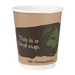 Fiesta groene composteerbare koffiekopjes dubbele wand 227ml/8oz (Pack van 25), DY984