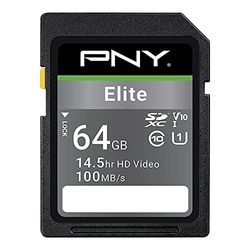 PNY Elite SDXC Card 64GB Class 10 UHS-I U1 100MB/s
