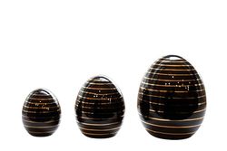 HEITMANN DECO Set of 3 Porcelain Eggs Black with Gold Trim