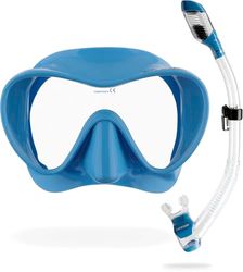 Cressi F1 Combo - Combo Set Maschera Frameless F1 + Snorkel Dry per Immersioni e Snorkeling, Blu Metallizzato, Taglia Unica, Unisex Adulto