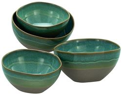 CreaTable, 19679, Série Basalt Bowls, Olive, ensemble de vaisselle 4 pièces, set de bols en grès.