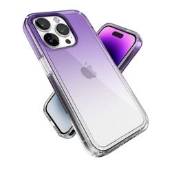 Speck Prodotti Gemshell - Custodia Ombre per iPhone 14 Pro, viola ametista sfumata/trasparente