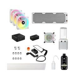 CORSAIR Hydro X Series iCUE LINK XH405i Kit de Watercooling Personnalisé – Waterblock pour Processeur XC7 ELITE – Pompe/Réservoir D5 XD5 ELITE – 3 Ventilateurs RGB QX120 – Blanc
