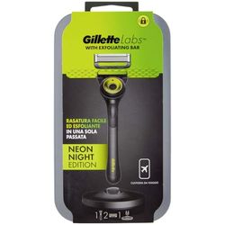 Gillette LABS - Maquinilla de afeitar para hombre, con 2 cuchillas de afeitar de repuesto, base magnética y barra integrada elimina impurezas de la piel, afeitado fácil, comodidad óptima, funda de
