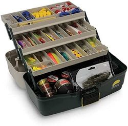 Plano Eco-vriendelijke drie-lade tackle box, opbergdoos, gegoten tackle opslag, alle vissen, Unisex, Beige/groen
