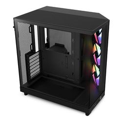 NZXT H6 Flow RGB Caja PC Gaming ATX | Mid-Tower de Cámara Dual Compacta| Incluye 3 ventiladores de 120 mm RGB | Paneles de Cristal Panorámicos | Color Negro | CC-H61FB-R1