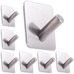 RICOO Ganci Adesivi Bagno e Cucina, Set di 7 Ganci Adesivi, MH021-7, Appendi Accappatoio e Asciugamani Moderni, Appendi accappatoio bagno adesivo, Montaggio a Parete senza Fori, Argento