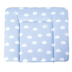 roba Colchão trocador impermeável para meninas e meninos - Kleine Wolke - 85 x 75 cm - design de nuvens - tapete com revestimento de PU para bebés - azul claro / branco