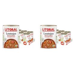 LITORAL Lentejas Riojana - Plato Preparado Sin Gluten - Pack de 6x425g - Total: 2.55kg (Paquete de 2)