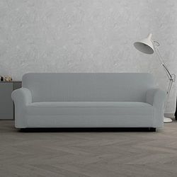 Italian Bed Linen “ Iris” Funda para sofà, 96% poliéster + 4% Elastano, Gris Claro, 3 Plazas