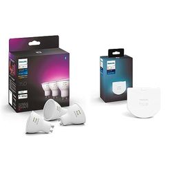 Philips Hue Module d'interrupteur mural, Blanc, fonctionne avec Alexa, Google Assistant et Apple Homekit + Philips Hue White and Color Ambiance, ampoule LED connectées GU10 4.3W compatible Bluetooth