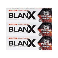 BlanX Pasta do zębów Black Volcano 75 ml x 3, pasta do zębów z islandzkimi porostami i popiołem wulkanicznym, przyjazna dla wegan i antybakteryjna