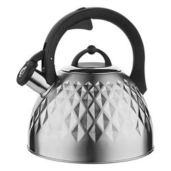 FLORINA - Bouilloire Inox (2,5 l) I Bouilloire Sifflante FENNY SATIN I Poignée Résistante à la Chaleur I Bouilloire non Electrique I Bouilloire Induction, Gaz I Pour Thé et Café I Couleur: Argent