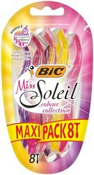 BIC Miss Soleil Colour Collection - 8 Rasoirs Jetables pour Femme à 3 Lames avec Bande Lubrifiante pour un Rasage Doux et Précis