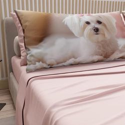 PETTI Artigiani Italiani - Beddengoed dieren met honden van katoen met kussenslopen in digitale print, beddengoed voor Frans bed, 100% Made in Italy