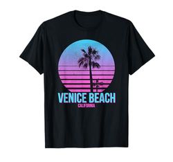 Venice Beach California Vintage Retro Palm Tree Beach Maglietta