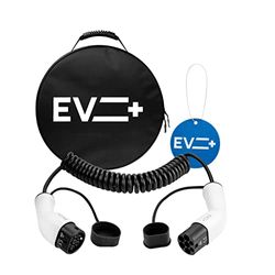 EV + Spiral Laddkabel Typ 2 till Typ 2 Elbil, 5 M Bärbar Laddningskabel Typ 2 IEC 62196 1-Fas 32A (7.2 kW) Svart, PHEV och EV Kabel för Bil Typ 2 till Typ 2 och Bärfodral