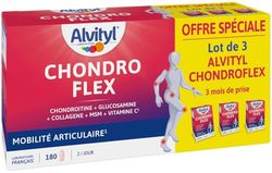 ALVITYL - Chondroflex - 5 éléments essentiels - Mobilité articulaire - 90 jours de prise renouvelable – Chondroflex - Glucosamine + Chondroïtine + Collagène Type II + MSM + Vitamine C – 180 comprimés