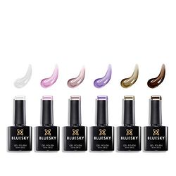Bluesky Gel Nail Polishes, Lucky Set 11, 6 x 10ml, Pink, Purple, Brown (Requires Curing Under LED/UV Nail Lamp)
