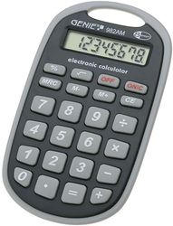 Genie 982 AM - Calculadora compacta portátil con enganche, 8 dígitos, color negro y gris