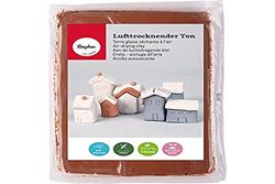 Rayher 3450105 Panetto di Argilla da Modellare, Indurente all'Aria, 1 Kg, Senza Cottura e Pronto all'Uso, da Colorare, Marrone (Scuro)