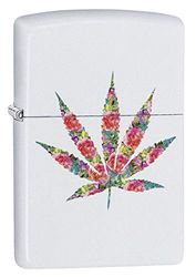 Zippo Unisex's Floral Weed Design Windproof Lighter, White, Regular