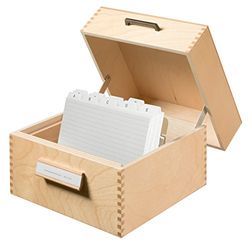 HAN 505, boîte à fiches en bois DIN A5 horiz., 900 fiches, fond métallique et séparateur métallique, bois naturel