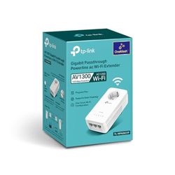 TP-Link WLAN Powerline Adapter TL-WPA8631P (dual band WLAN 1200Mbit/s, AV1300 Powerline, stopcontact, Wifi Clone, MU-MIMO, 3 Gigabit poorten, plug & play, ideaal voor HD-streaming, app-besturing) wit