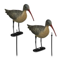 Relaxdays tuinbeeld vogel, set van 2, HBD 33 x 13 x 43 cm, staand, kunststof, weerbestendige tuindecoratie, zwart/bruin