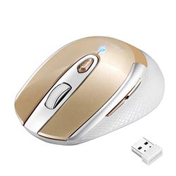LeadsaiL Mouse Wireless, Mouse Ottico Mini Silenzioso con Clic Mute, Ergonomic Mouse Senza Fili 2,4G con Nano Ricevitore, 1600DPI Mouse - Oro