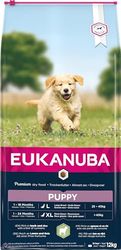 Eukanuba - Kroketten rijk aan lam en rijst voor puppy's van grote rassen - Gevoelige spijsvertering - DHA en calcium - Bevordert de groei, Lam & Rijst 12 kg