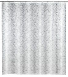 WENKO Douchegordijn Samoa, gordijn van milieuvriendelijke, recyclebare kunststoffolie (PEVA), voor douche en bad, waterdicht, 180 × 200 cm, incl. 12 witte douchegordijnringen, zwart/wit