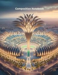 Composition Notebook: Coloring cover page/ stadium background/white Interior/ paper size 8.5 inches x 11 inches/120page